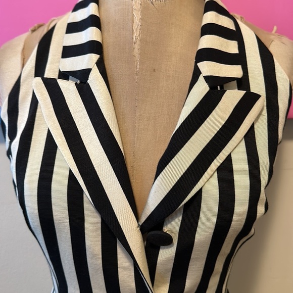 Moschino Cheap Chic Black White Striped Halter Neck Dress Moschino Cheap Chic Black White Striped Halter Neck Dress